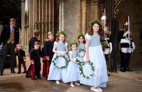 Special order of handmade smocked dresses for the wedding of Laline Hay, youngest daughter of the Earl of Errol and Captain Jeremy 