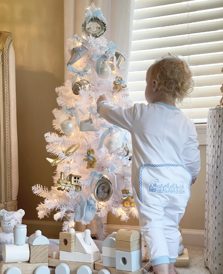 Christmas tree for children baby boy white ornaments