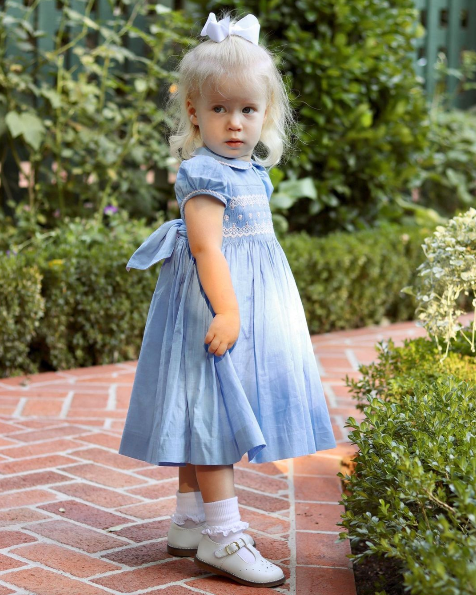 Charlotte sy Dimby blue smocked dress