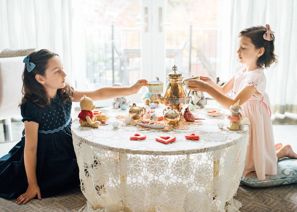 Christmas tea party in Boston - smocked dresses