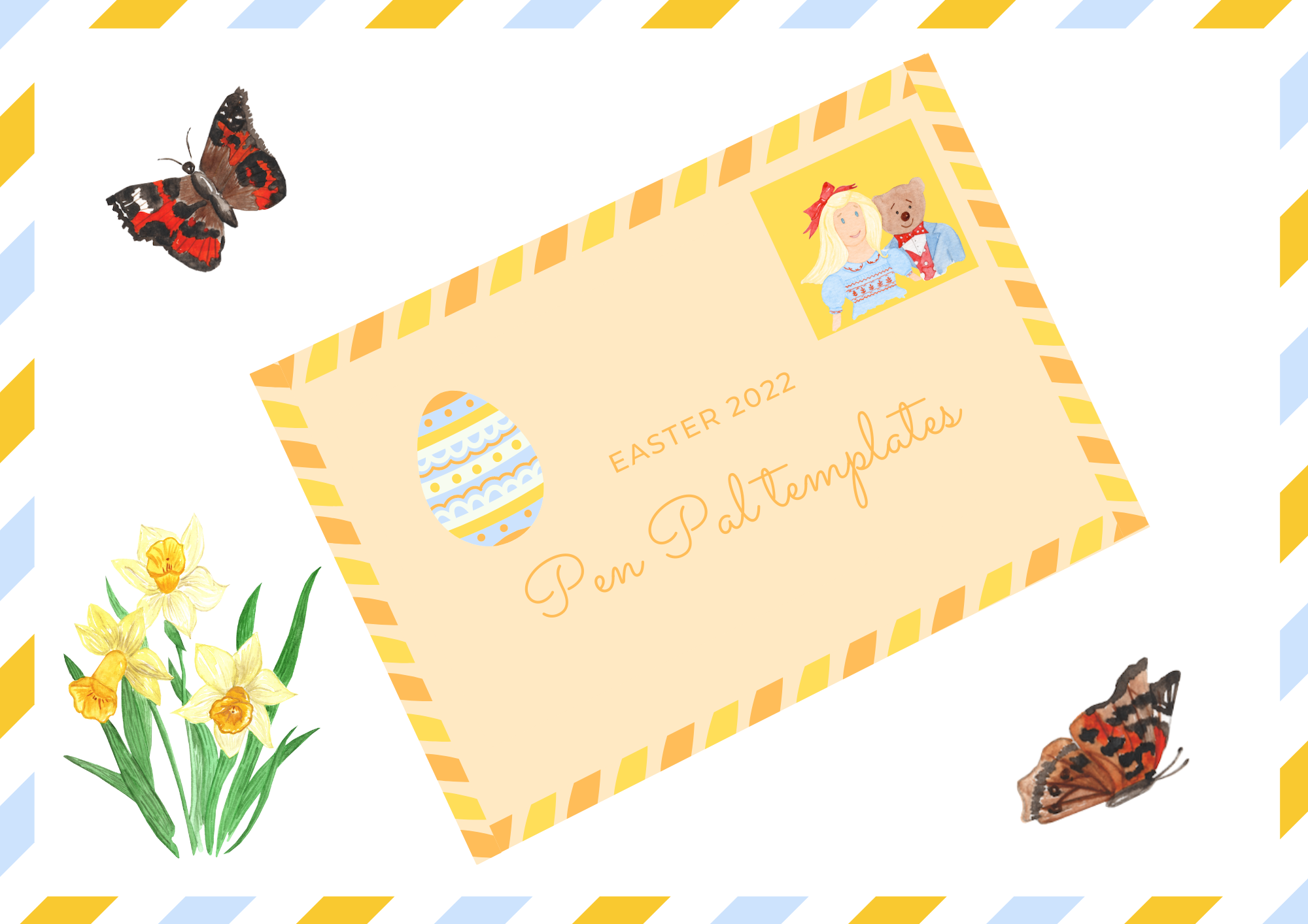 Easter holiday fun and creative Pen Pal template for children Charlotte sy Dimby - Charlotte and Burlington
