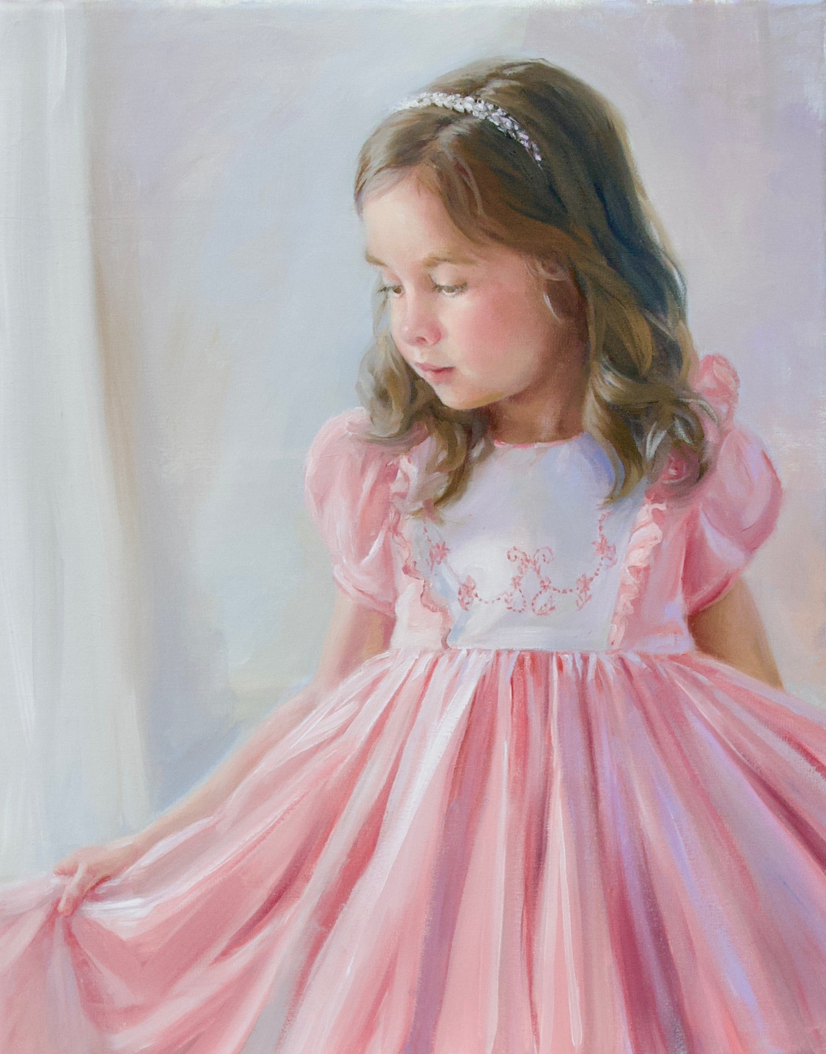 Child portrait artist - Classic heirloom smocked dress 