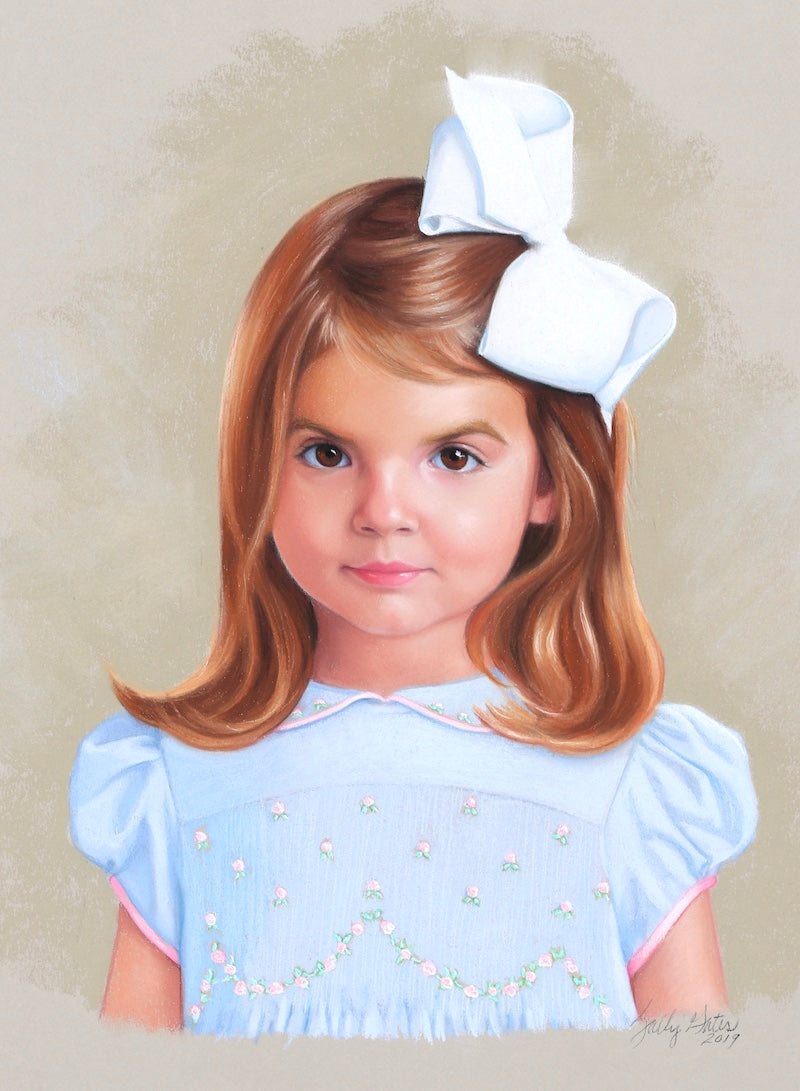 Pastel oil child portrait by Sally Gates of Elle Hertz Born on Fifth