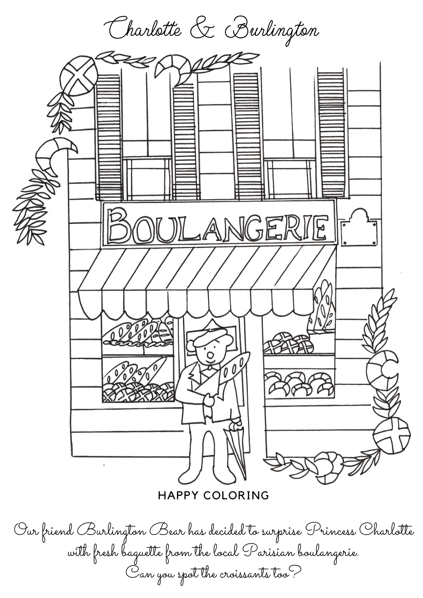 Boulangerie Paris themed coloring for children