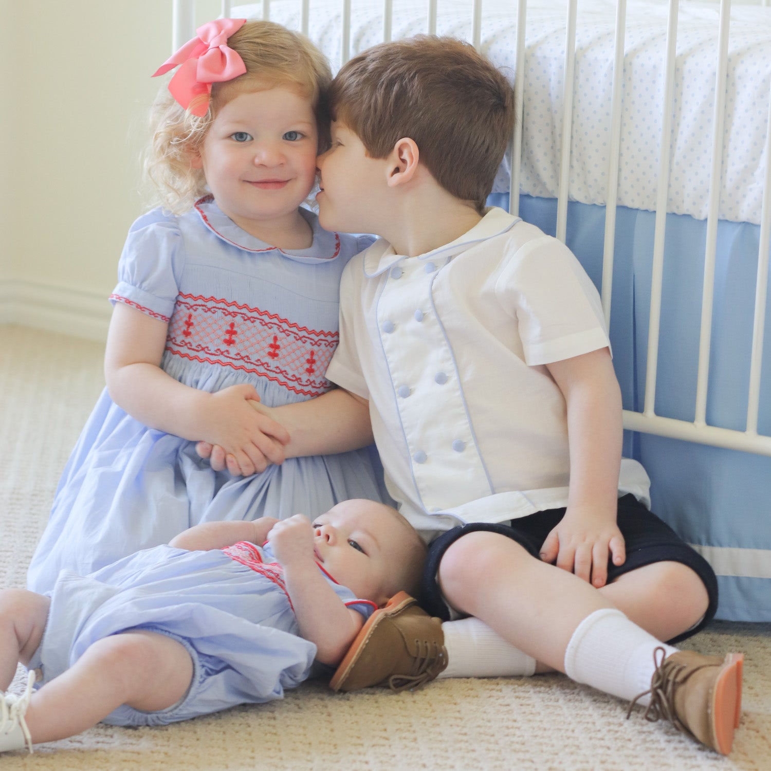 Matching sibling outfits smocked dress and baby bubble royal family classic traditional style