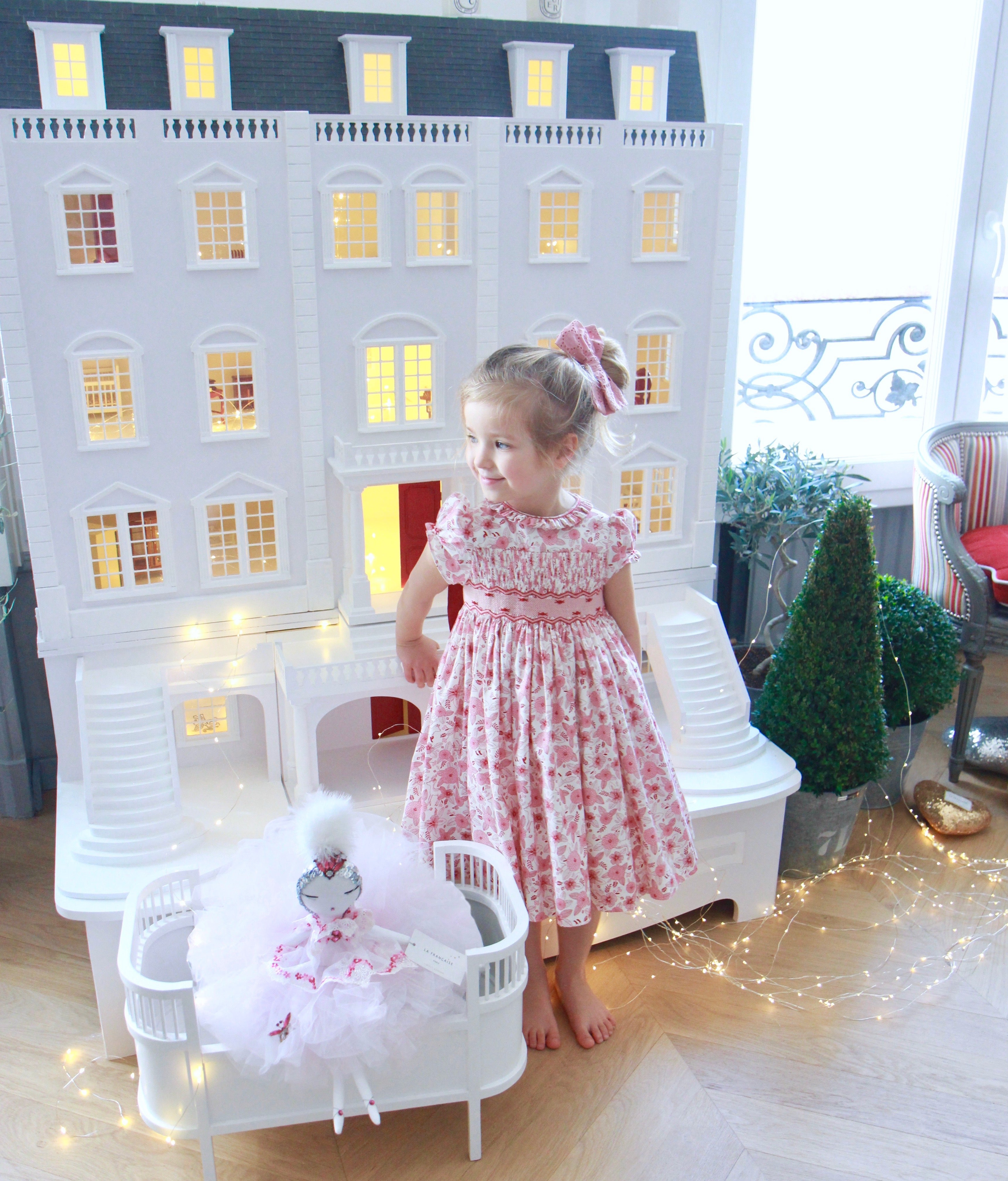 handmade smocked dress - Parisian style - little girl's doll house