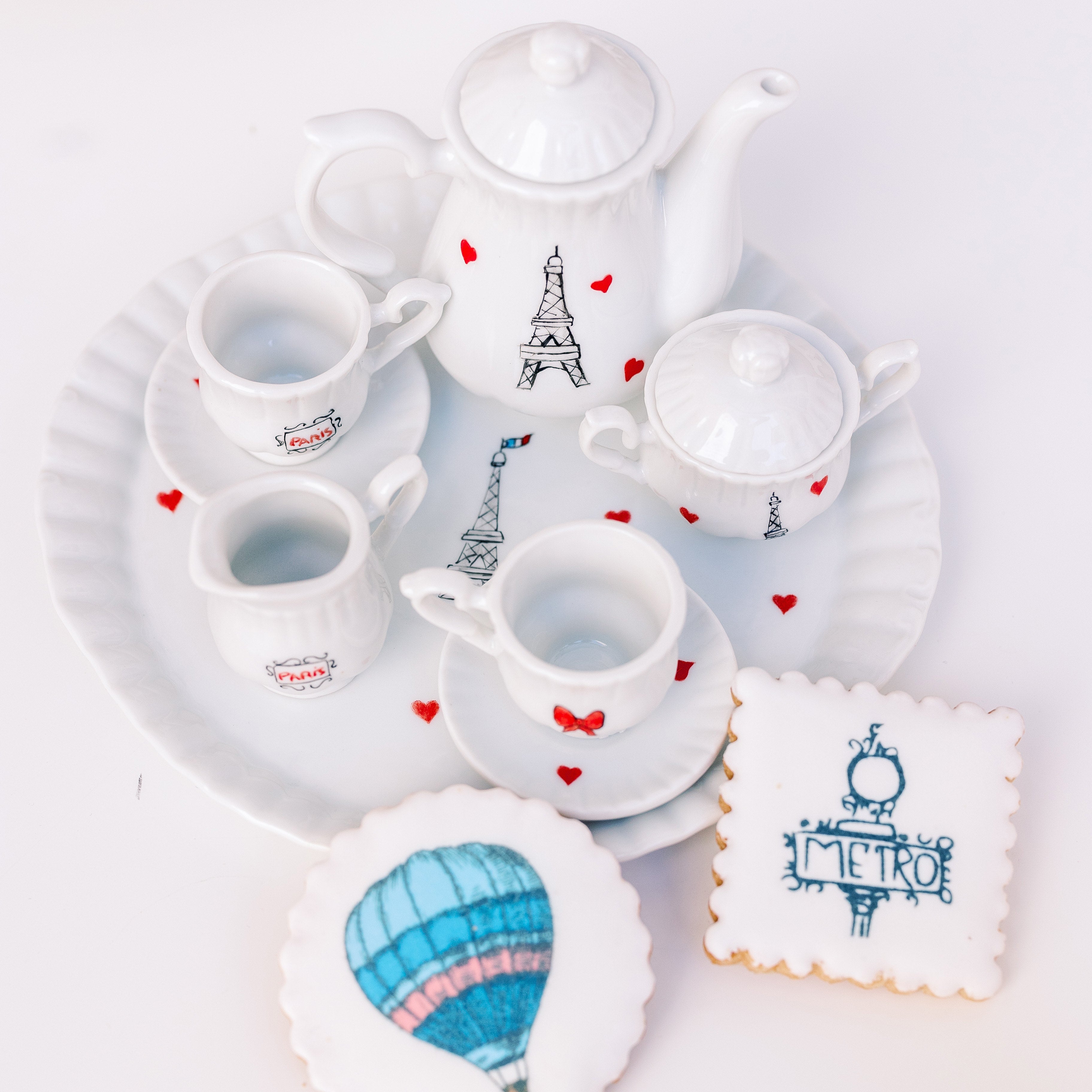 Paris themed French handmade tea set