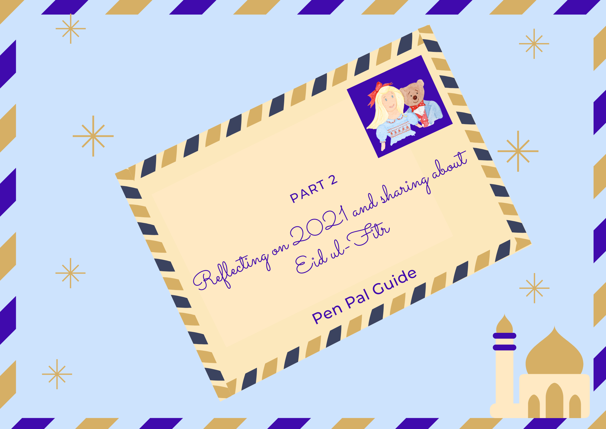 Charlotte and Burlington Eid Ul-Fitr pen pal template for children and families snail mail