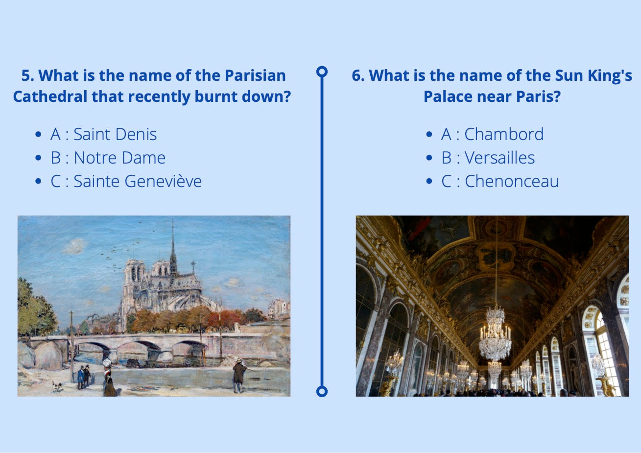 Test your knowledge of Paris! We have two levels, one for children and one for adults!