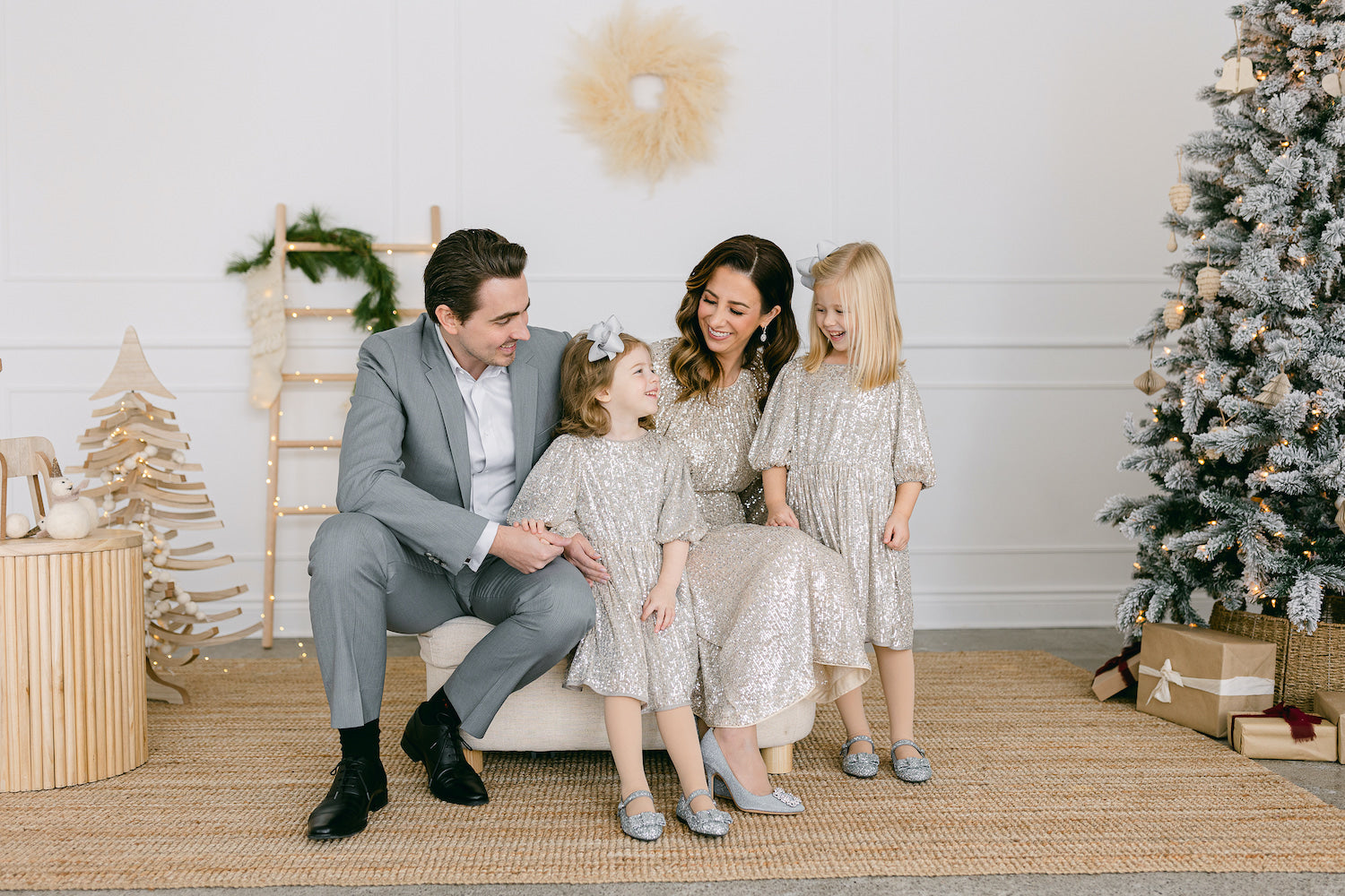 Christmas in Canada - Family photo - Silver sparkling dresses