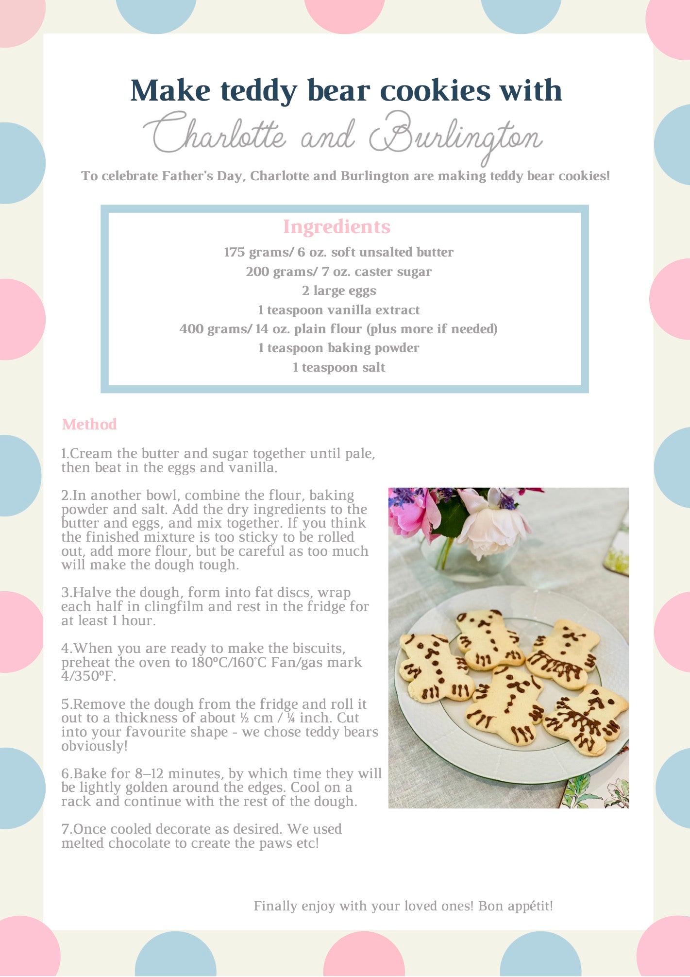 Recipe card teddy bear cookies