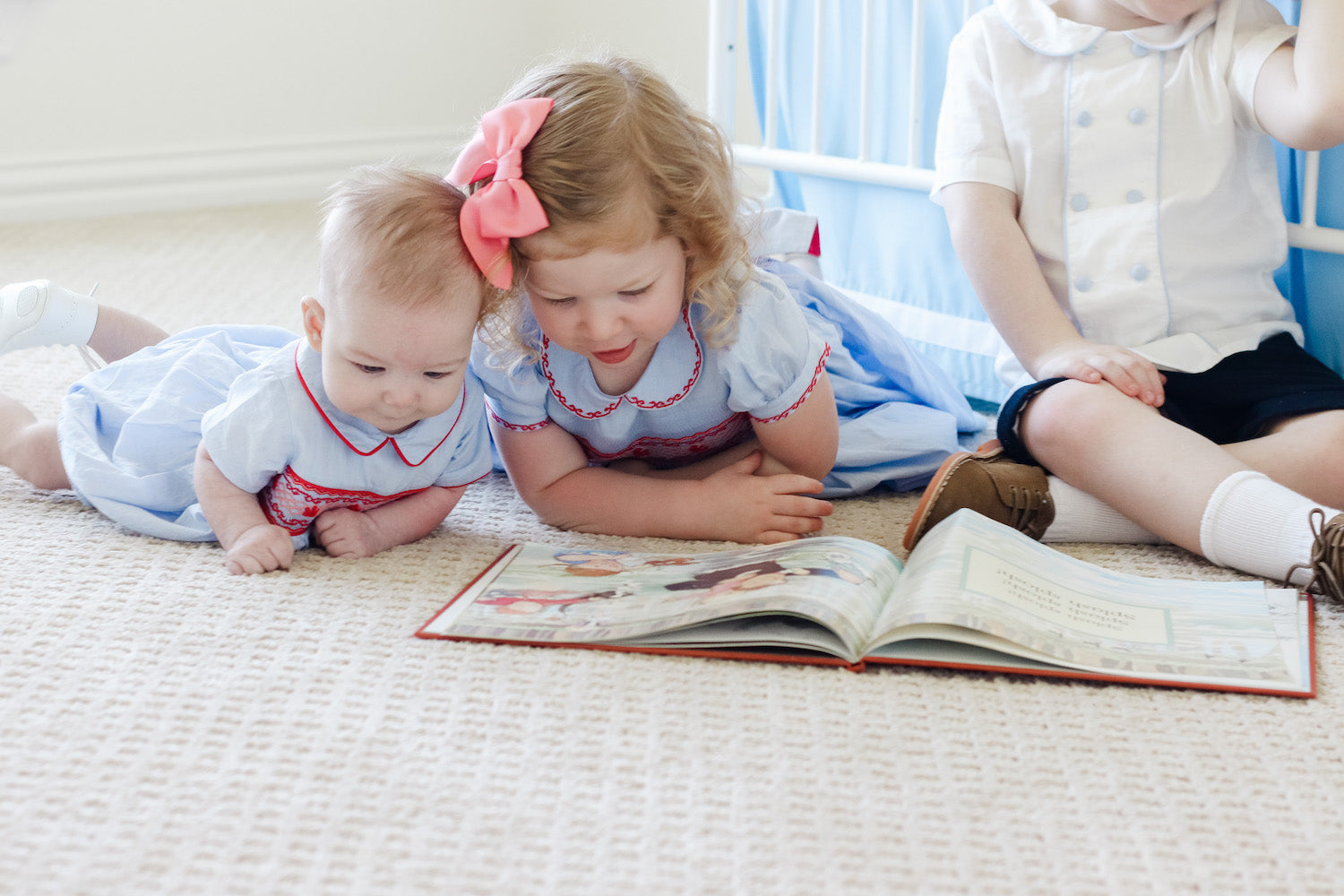 Royal family inspired matching sibling outfits - smocked dress and baby bubble 