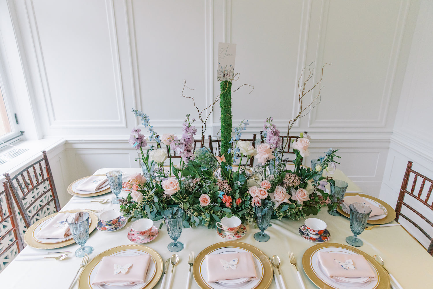 Tea party birthday party inspiration Olympia Washington floral table