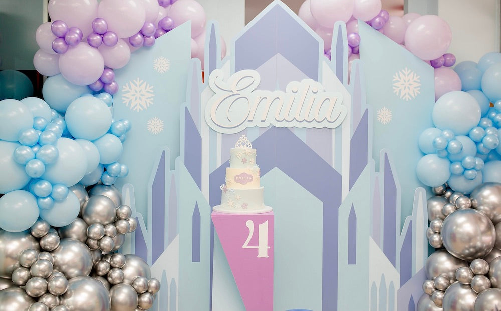 Frozen elsa princess birthday party decor balloon styling ideas and inspiration sweet girly whimsical children's celebration