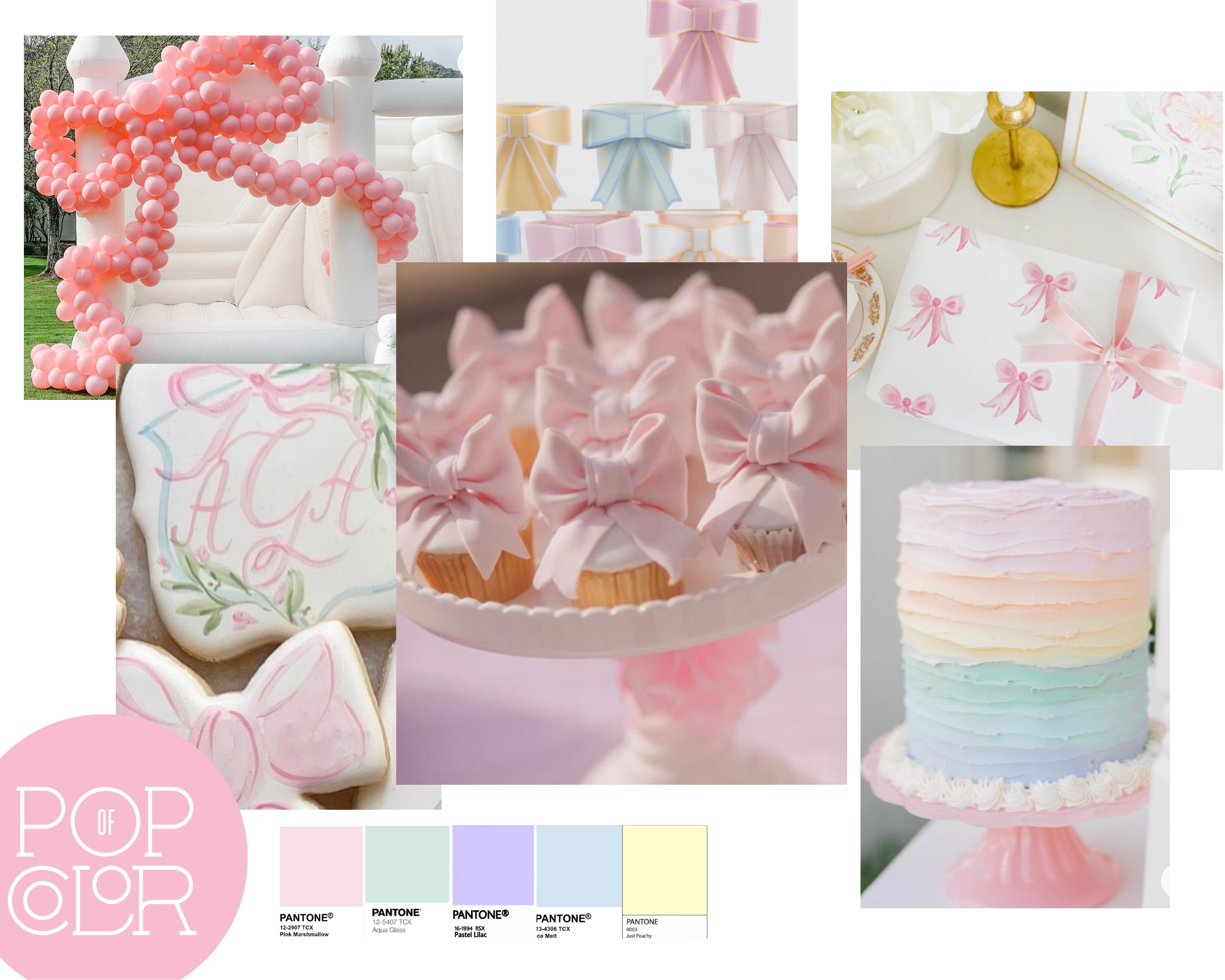 Pastel rainbow bow moodboard party inspiration celebration arizona us