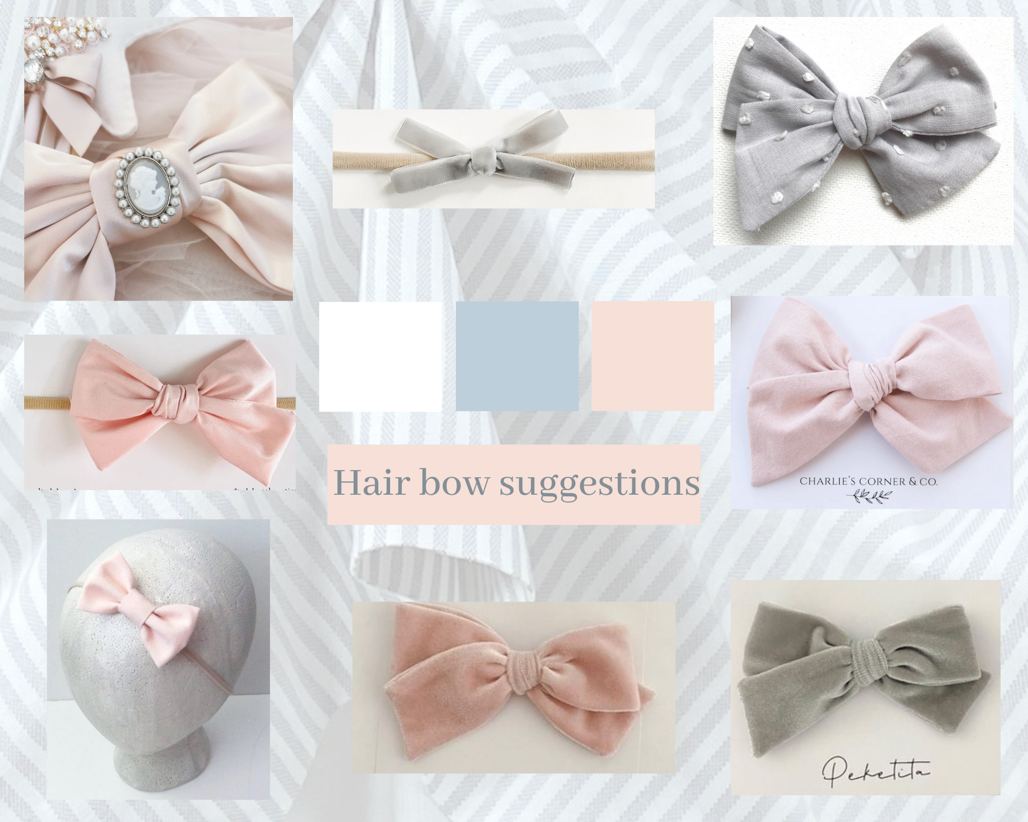 Charlotte sy Dimby pink and grey bow suggestions for girls