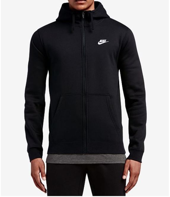 nike men's fleece zip hoodie