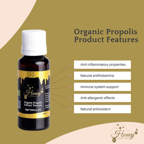 A bottle of Propolis on gold background
