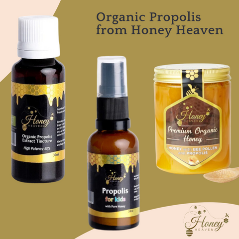 Propolis products on gold background
