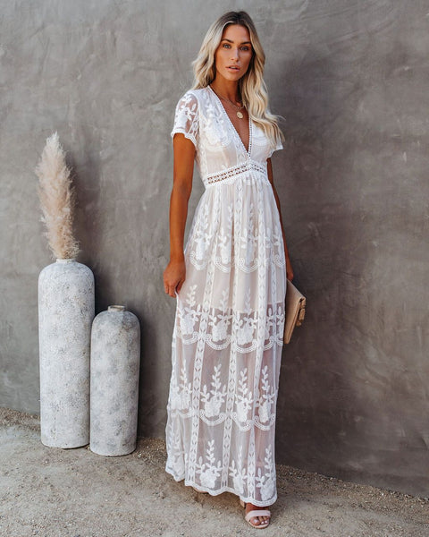 maxi boho lace dress