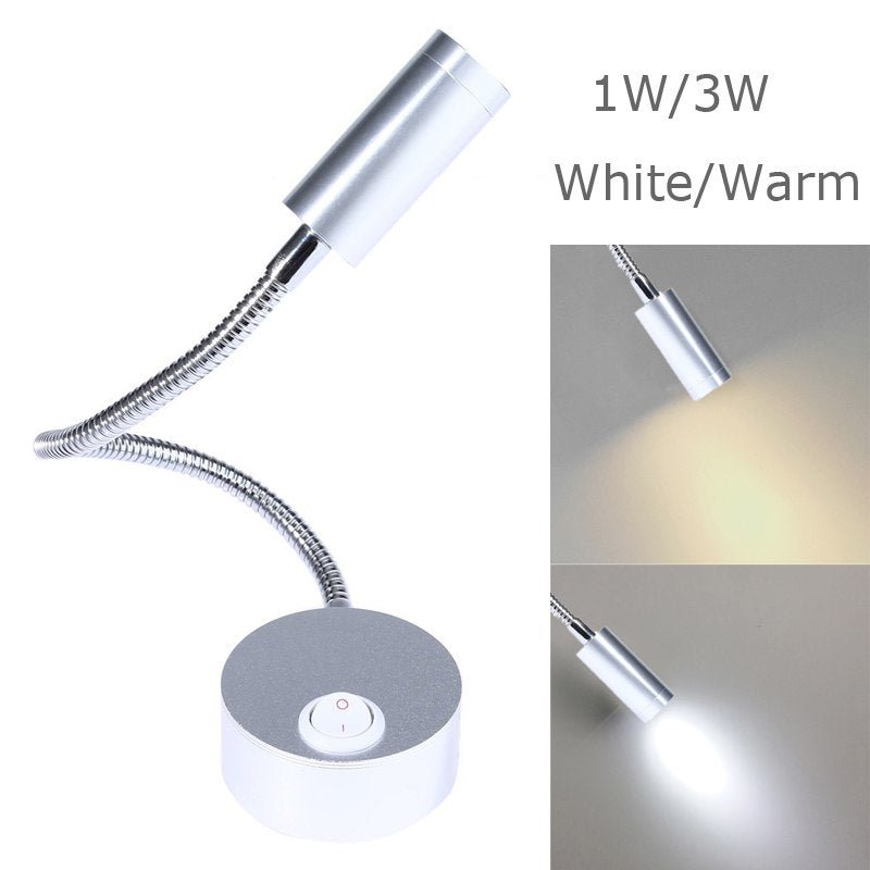 Zilveren Slang LED Moderne Wandlamp 1 W 3 W flexibele Arm Licht Lamp