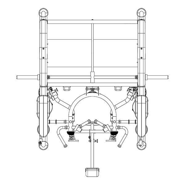 A black and white drawing of a machine with the letter o on it