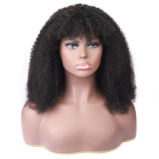 Curly Hair Wig Afro Curly Machine Made Wig Glueless Wig With Bangs Onemorehair 