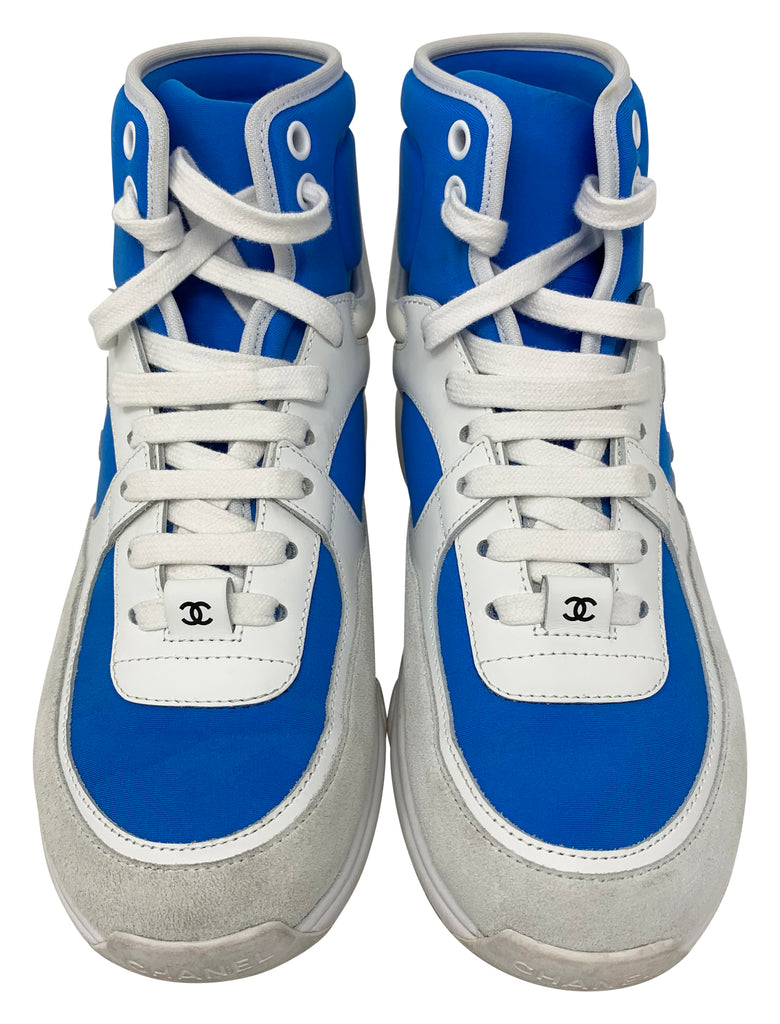 chanel high top sneakers blue