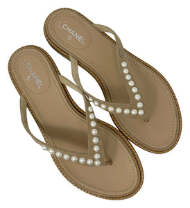 chanel pearl thong sandals