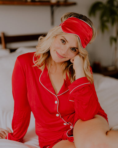 Holiday Red PJ Set with matching eye mask
