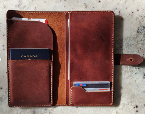 Genuine leather passport wallet.