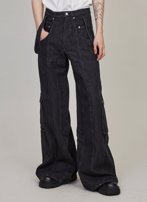 S egon lab EGONIC BLACK DENIM PANTS フレア-