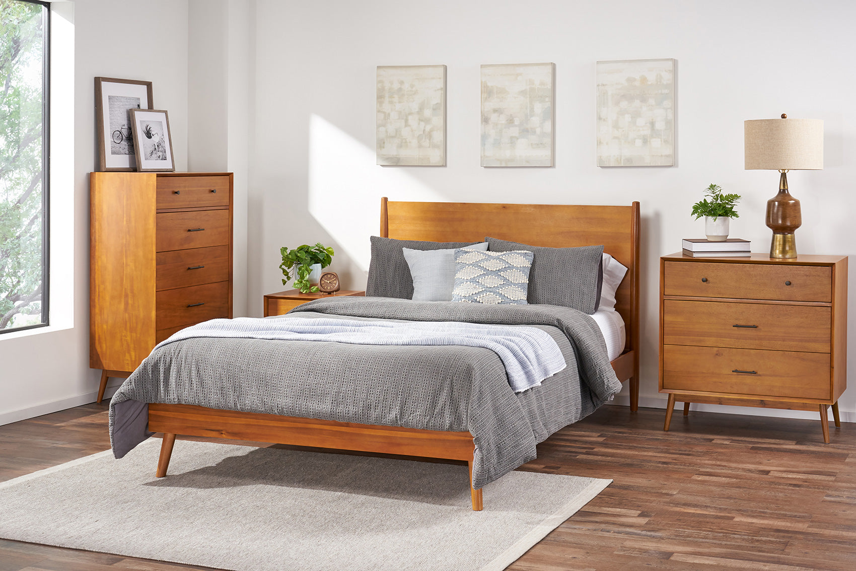 black dresser with matching nightstand