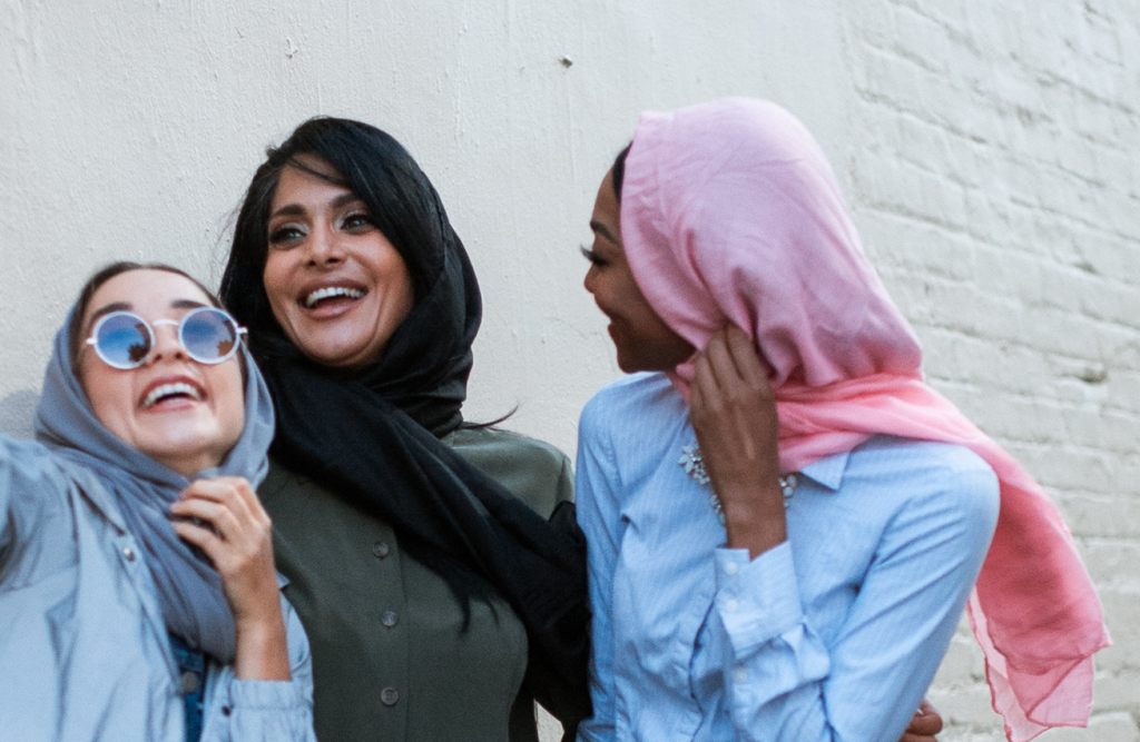 three women smiling