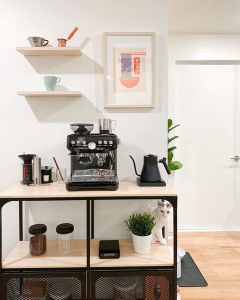 Minimalist designed home coffee bar