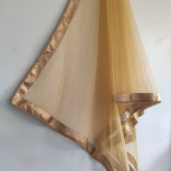 Yellow Dupatta with glitter dots border dupatta - Marigold yellow Indian Net dupatta - Designer bridal wedding veil for women.
