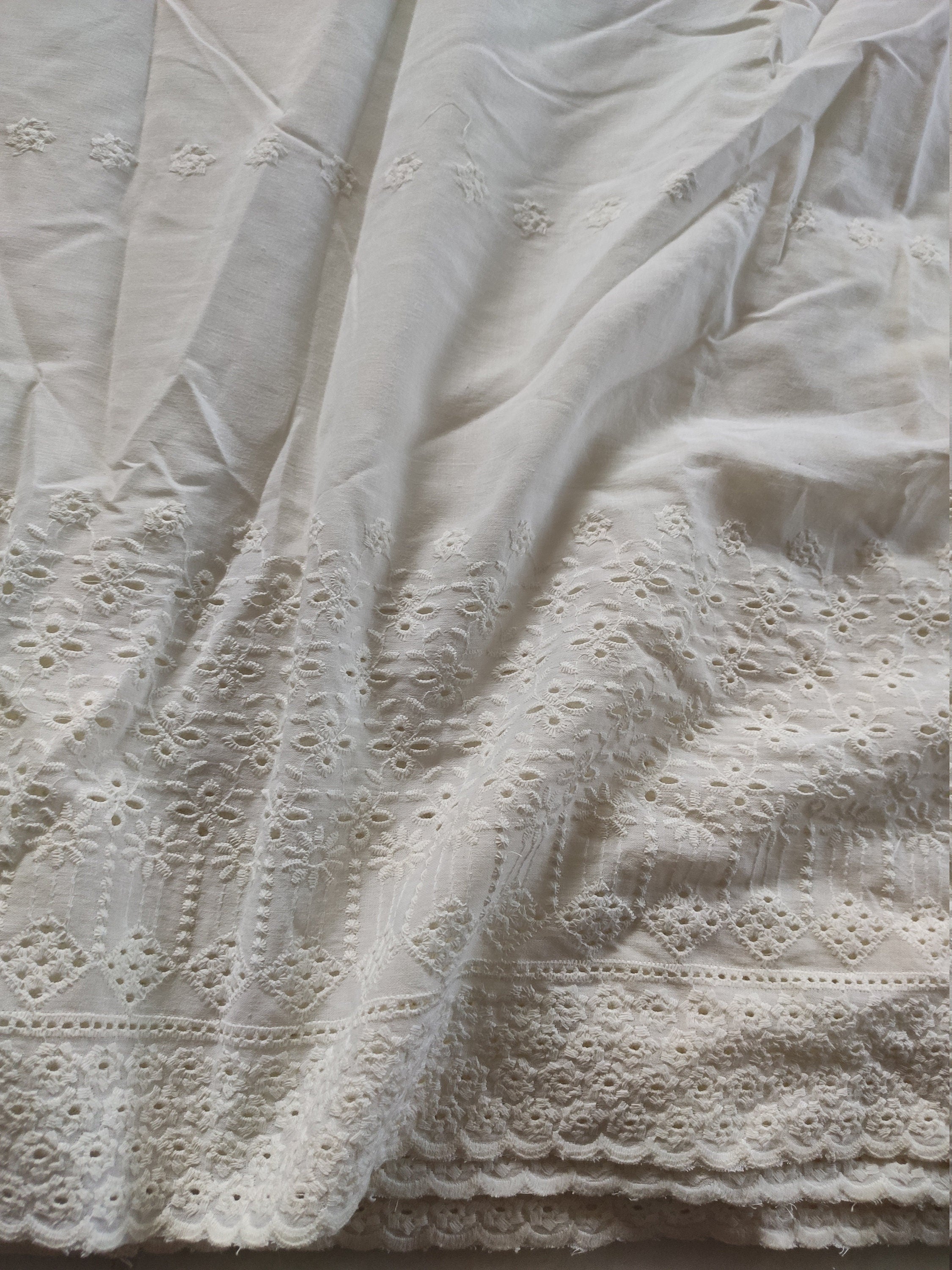 White cotton fabric from India Designer kurta fabric Fabrics by yard ...