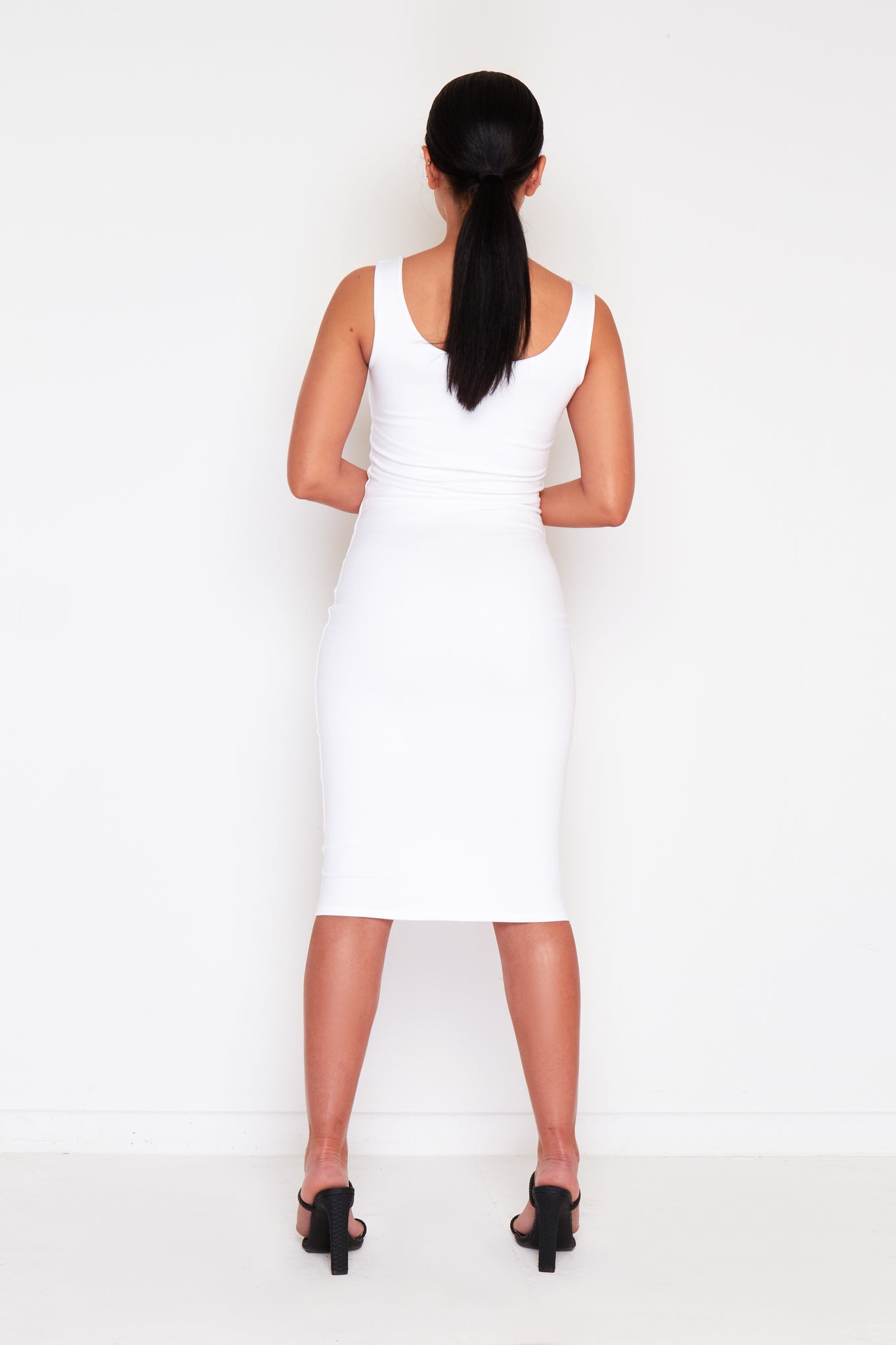 white midi vest dress