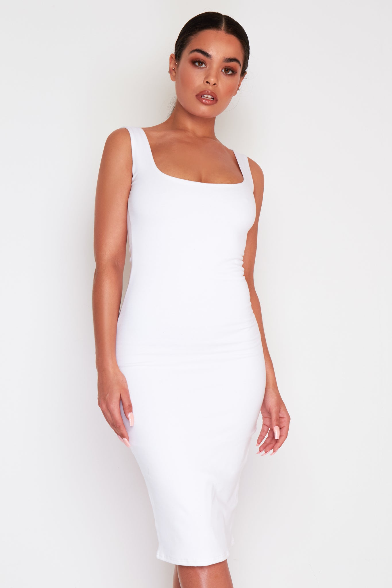 white midi vest dress