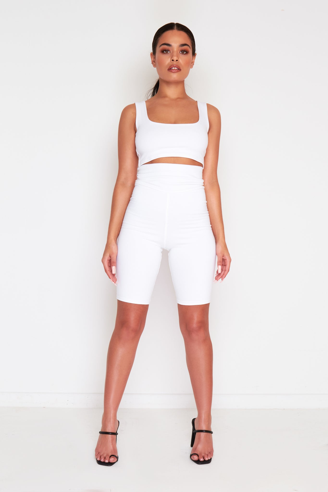 white double layer cycling shorts