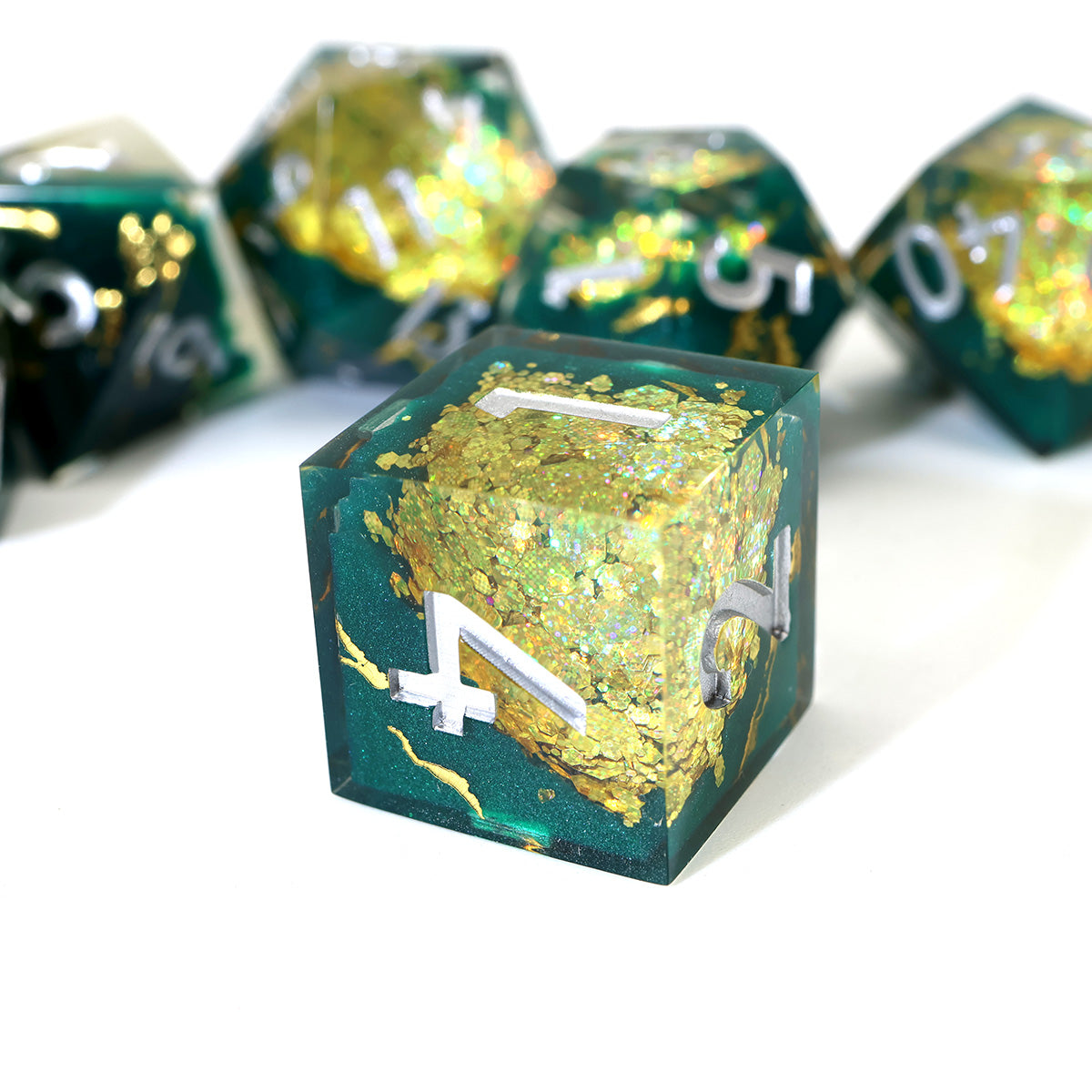 Gold Geode Sharpedge Dice Set