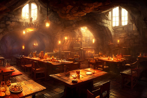 Role playing scene in a tavern