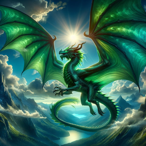 Green dragon in flight