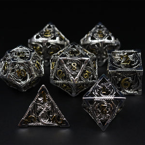 Thunder of Dragons Silver Hollow Metal RPG Dice Set