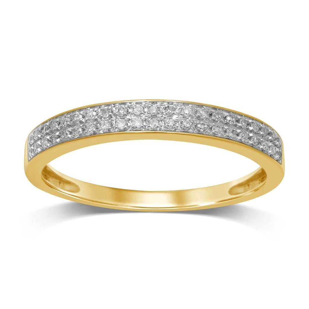 9ct Yellow Gold Diamond Double Row Stackable Eternity Ring | 9552000 ...