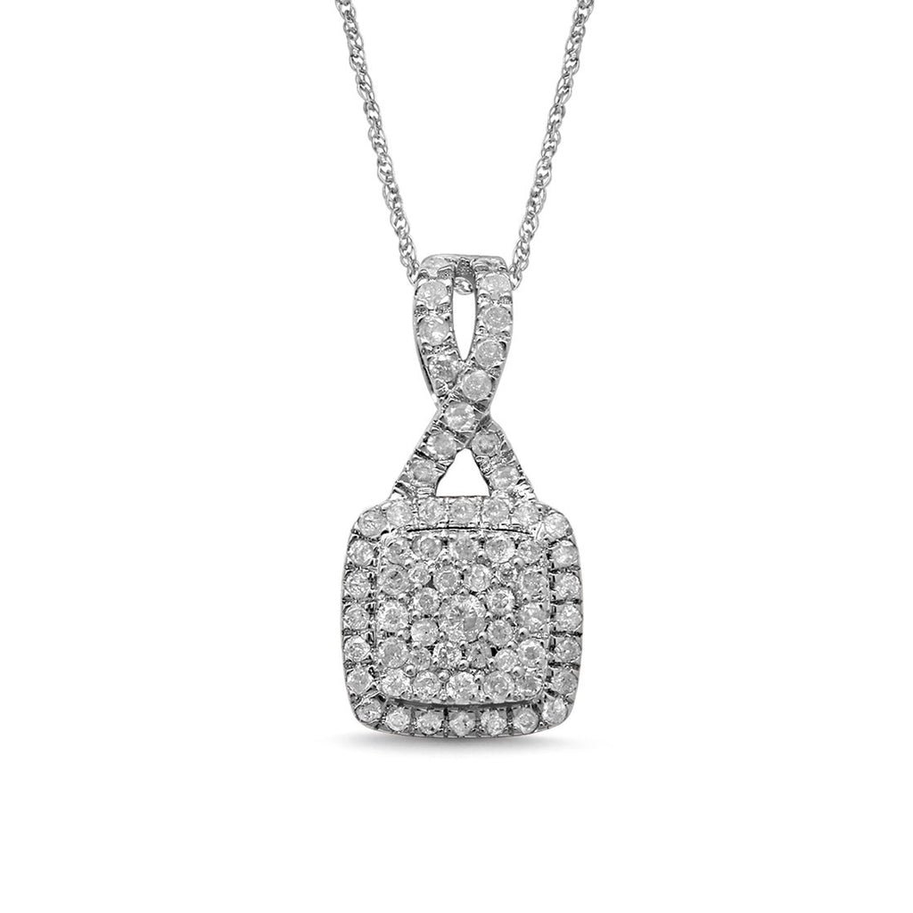9ct White Gold Diamond Set Cross Pendant Necklace | Bevilles – Bevilles ...