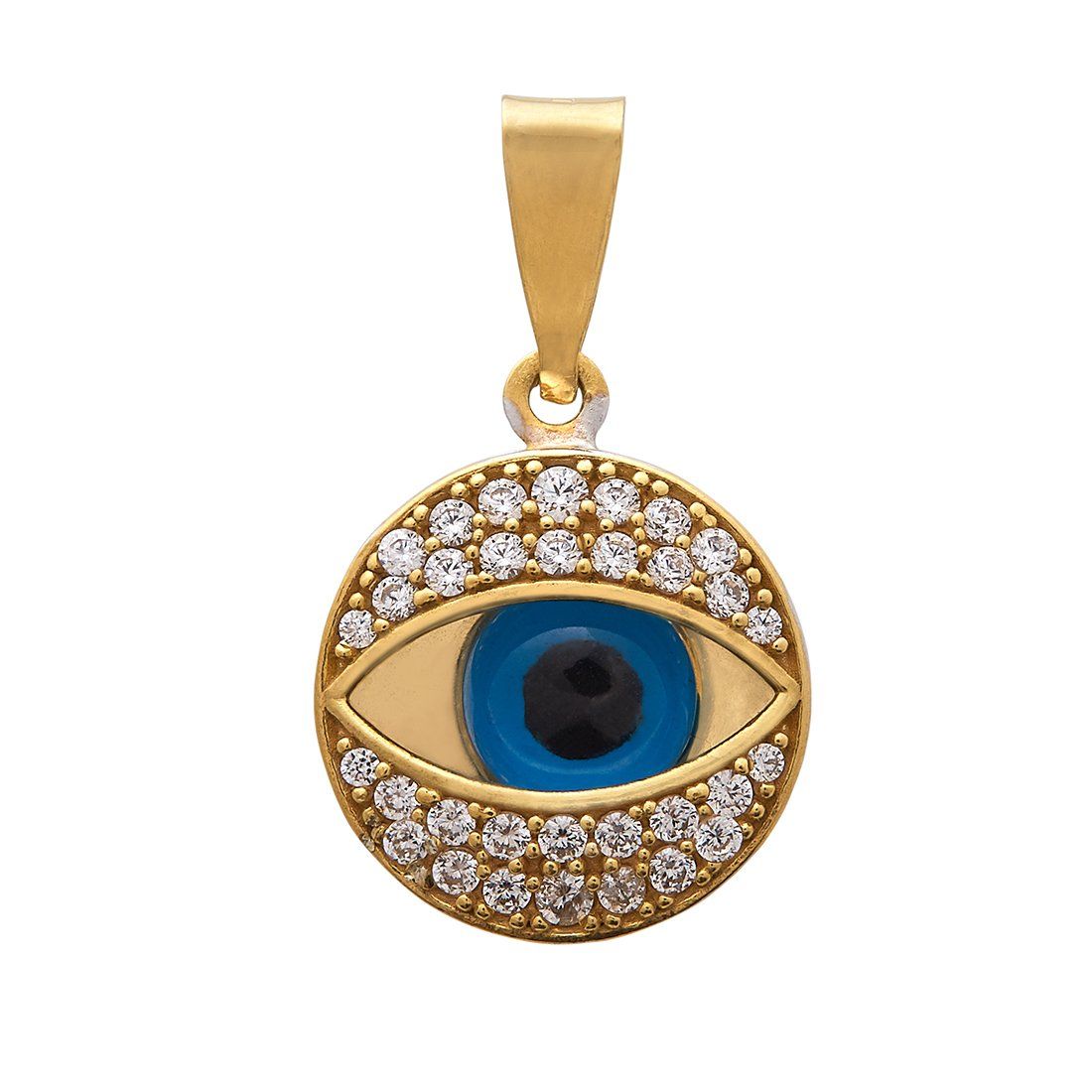 9ct Yellow Gold Silver Infused Evil Eye Pendant | FD320381 | Bevilles