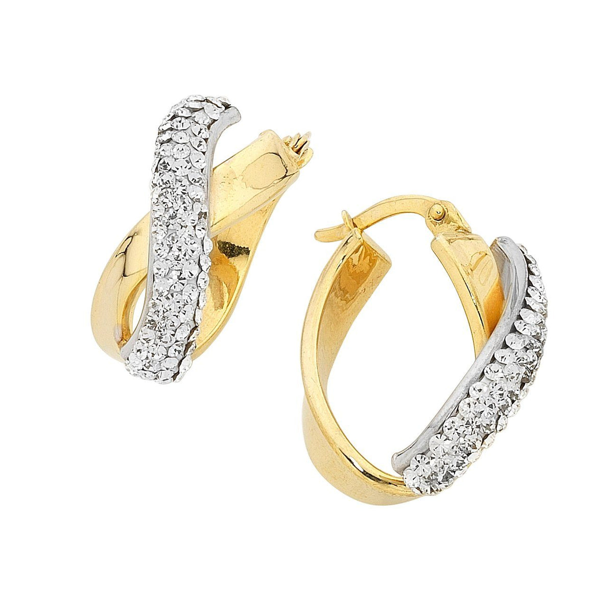 9ct Two Tone Silver Infused Crystal Hoop Earrings | Bevilles – Bevilles ...