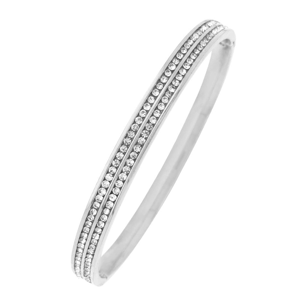 Stainless Steel Double Channel Crystal Bangle Bangles Bevilles 