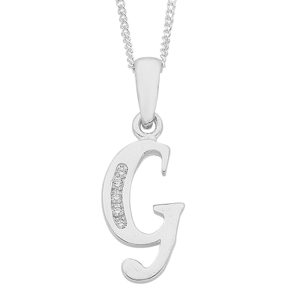 Sterling Silver Cubic Zirconia Initial Necklace - Most Initials Availa ...